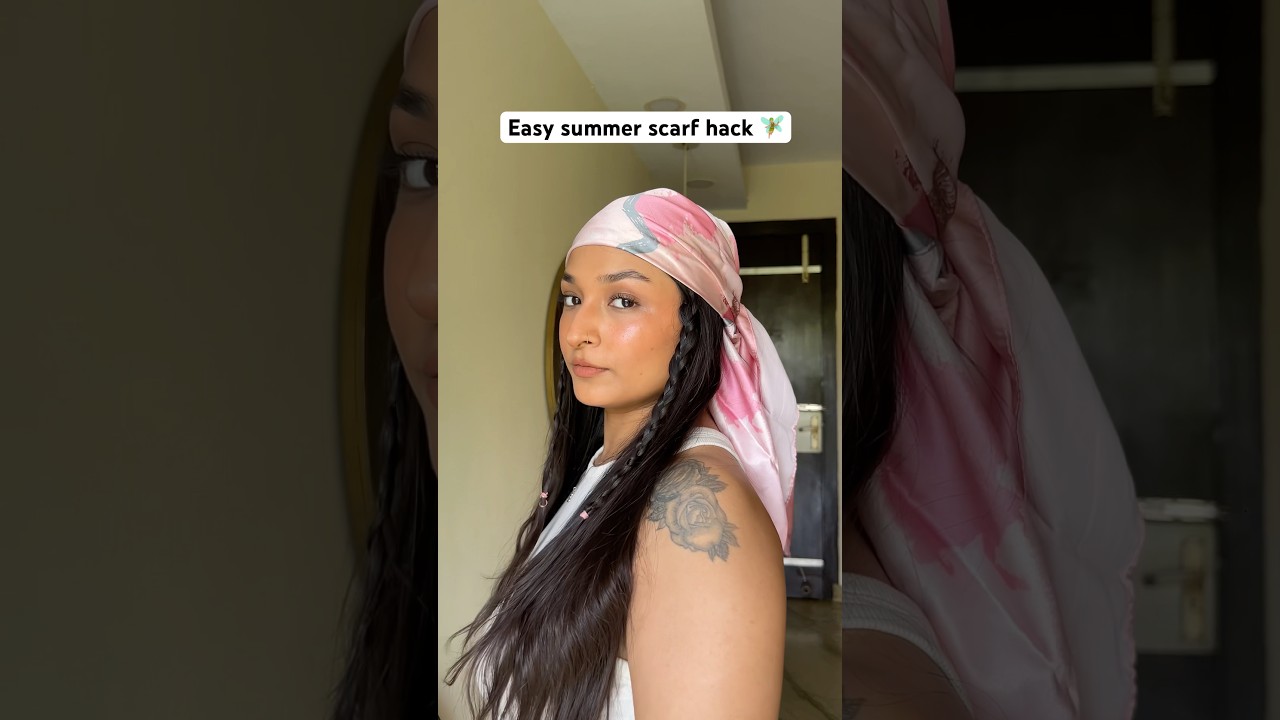 Easy summer scarf hack ☀️#hairstyle #bandana #hack