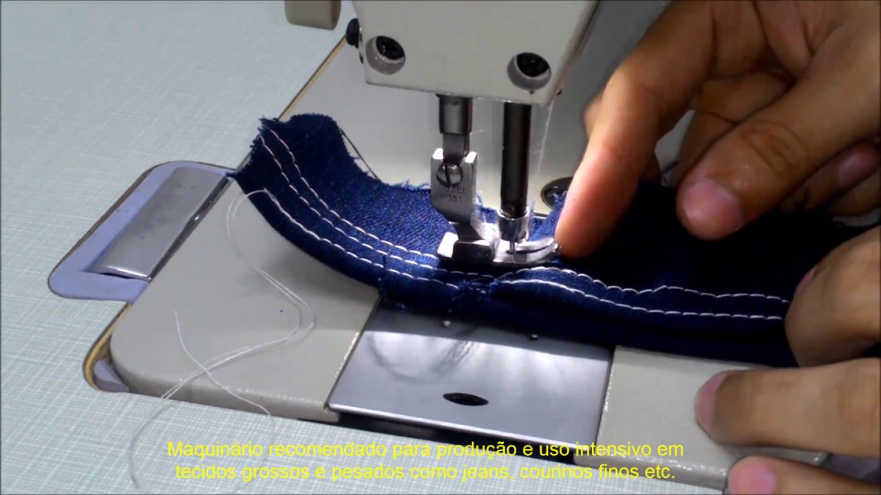 Como Ajustar a Máquina de Costura Reta Industrial Para Costurar Jeans Com Linha De Pesponto