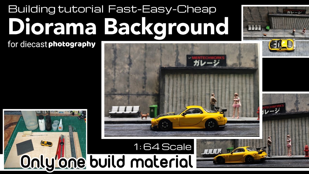 Building diorama background for diecast photography with the fastest,easiest and cheapest way.