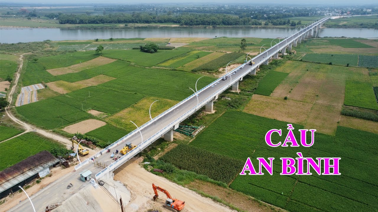 Flycam toàn cảnh Cầu AN BÌNH Sẵn Sàng Thông Xe vào ngày mai, kỷ niệm 50 năm Giải Phóng Quảng Nam.