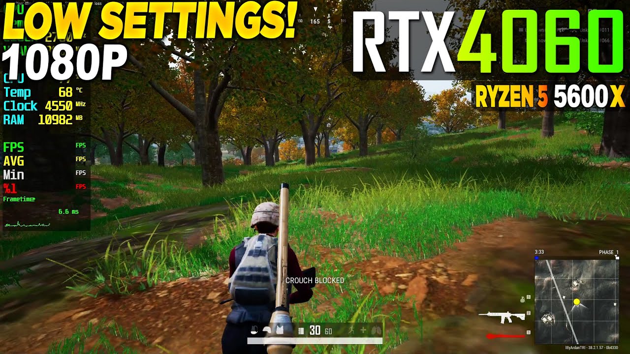 PUBG RTX 4060 + Ryzen 5 5600x - 1080p Very Low,