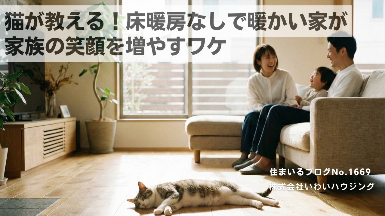 20260222 猫が教える！床暖房なしで暖かい家が家族の笑顔を増やすワケ| 愛知県一宮市 いわいハウジング一級建築士事務所