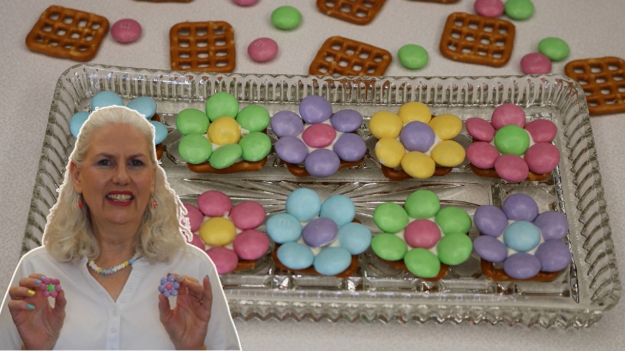 Spring M&M Flower Pretzels