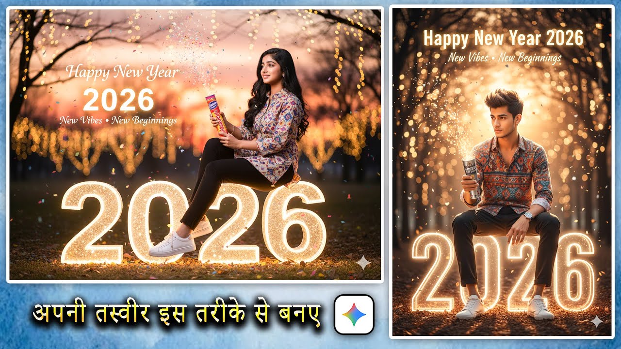 Happy New Year 2026 Photo Editing | New Look Modern AI Editing | Gemini AI Photo Edit