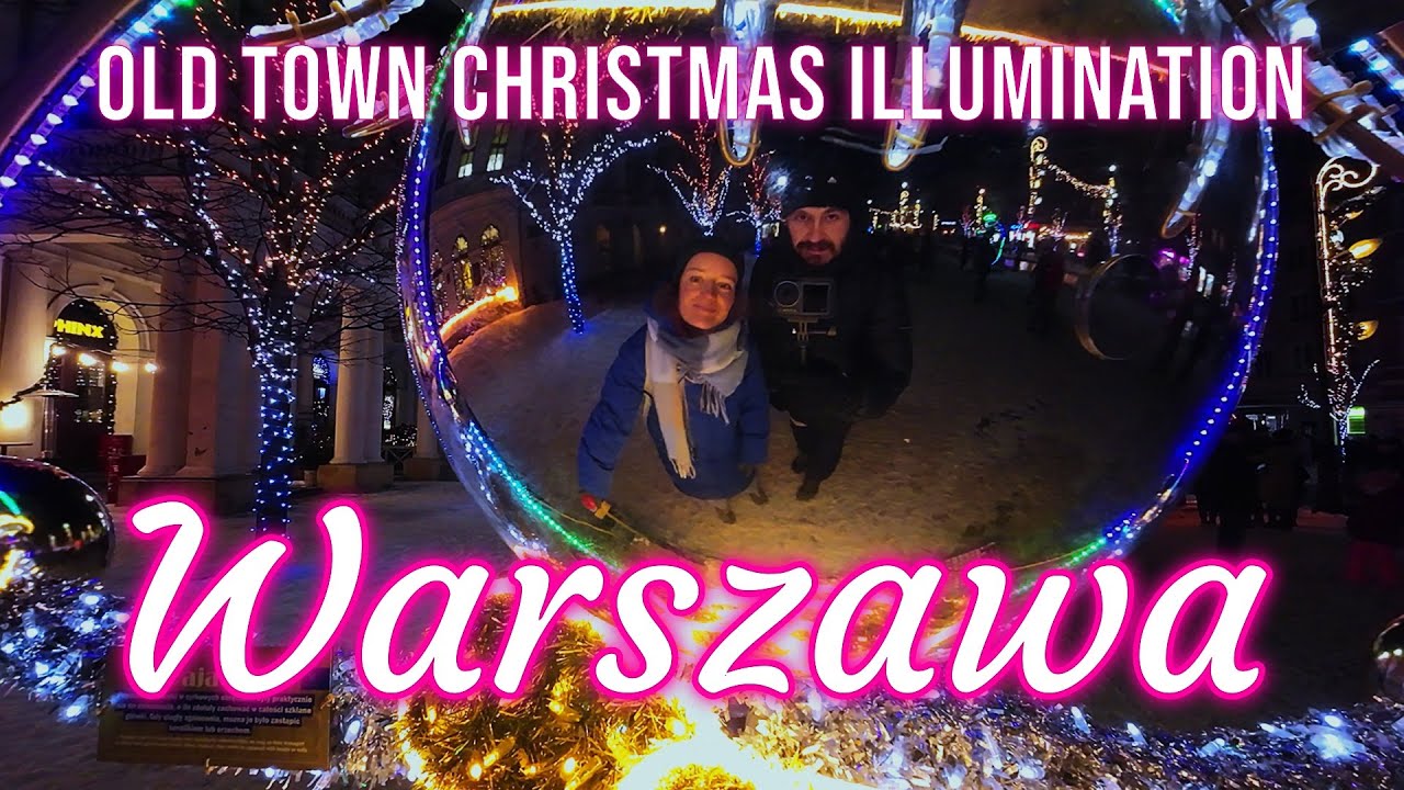 Warsaw evening old town and Christmas illumination 06.01.2026