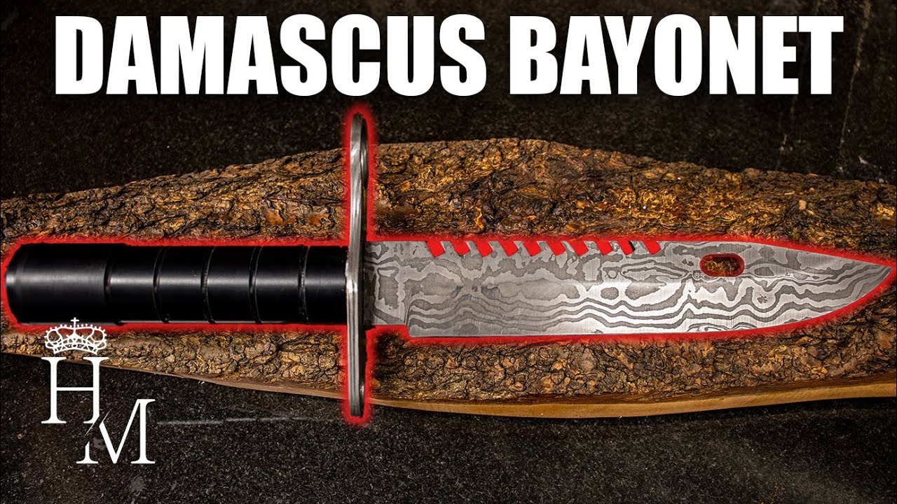 MAKING DAMASCUS STEEL M9 BAYONET and TESTING IT.
