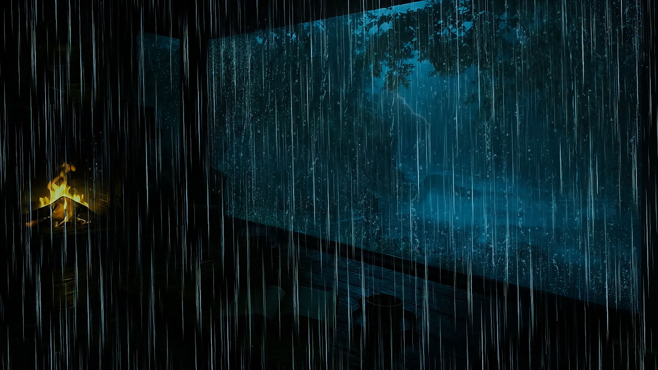 ⛈️ Rainy Seaside Porch & Crackling Fire | Thunderstorm Sounds for Sleeping | Heavy Rain & Thunder