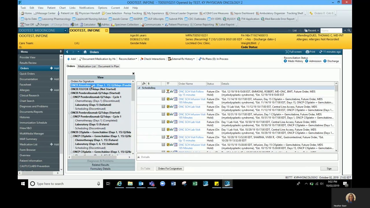 Oncology Regimen Demo Phase 1 -ULHealth Cerner