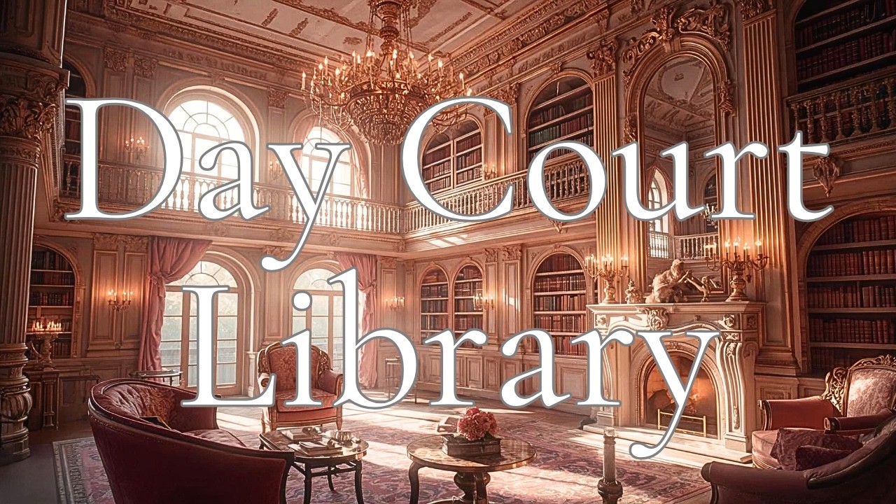 ☀️ Day Court Library 🌞 4 Hours of Relaxing Classical Music (Gymnopédie No. 1)  Fireplace Ambience