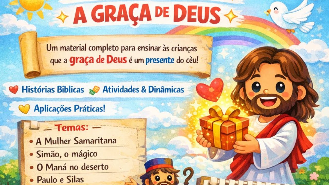 4 Planos de aula PASSO A PASSO sobre GRAÇA! (Planejamento Janeiro 2026) 