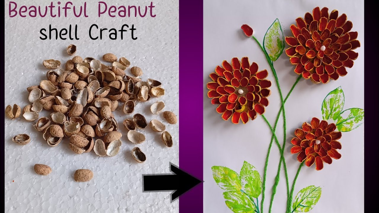 Diy Beautiful Flower Craft | West Material Craft | how to make peanut Shell Flower