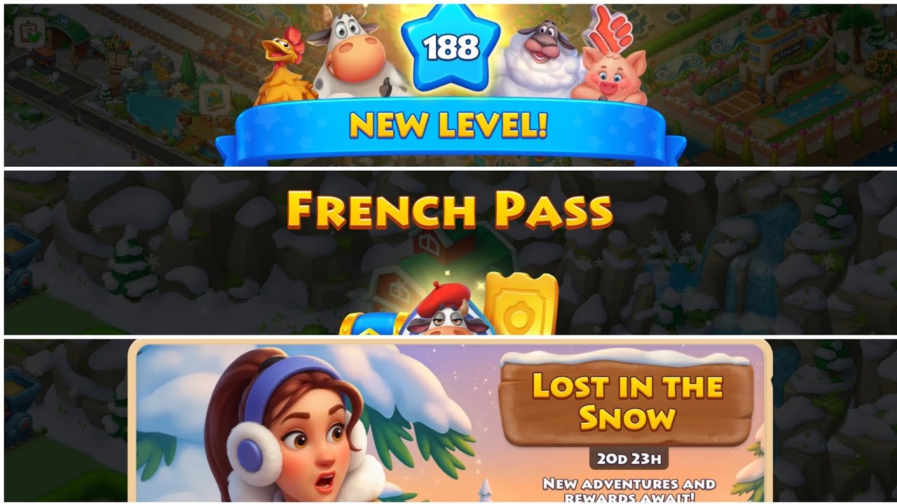 Township Level up 188 | Township French Pass and Lost in the Snow Events start gameplay 
