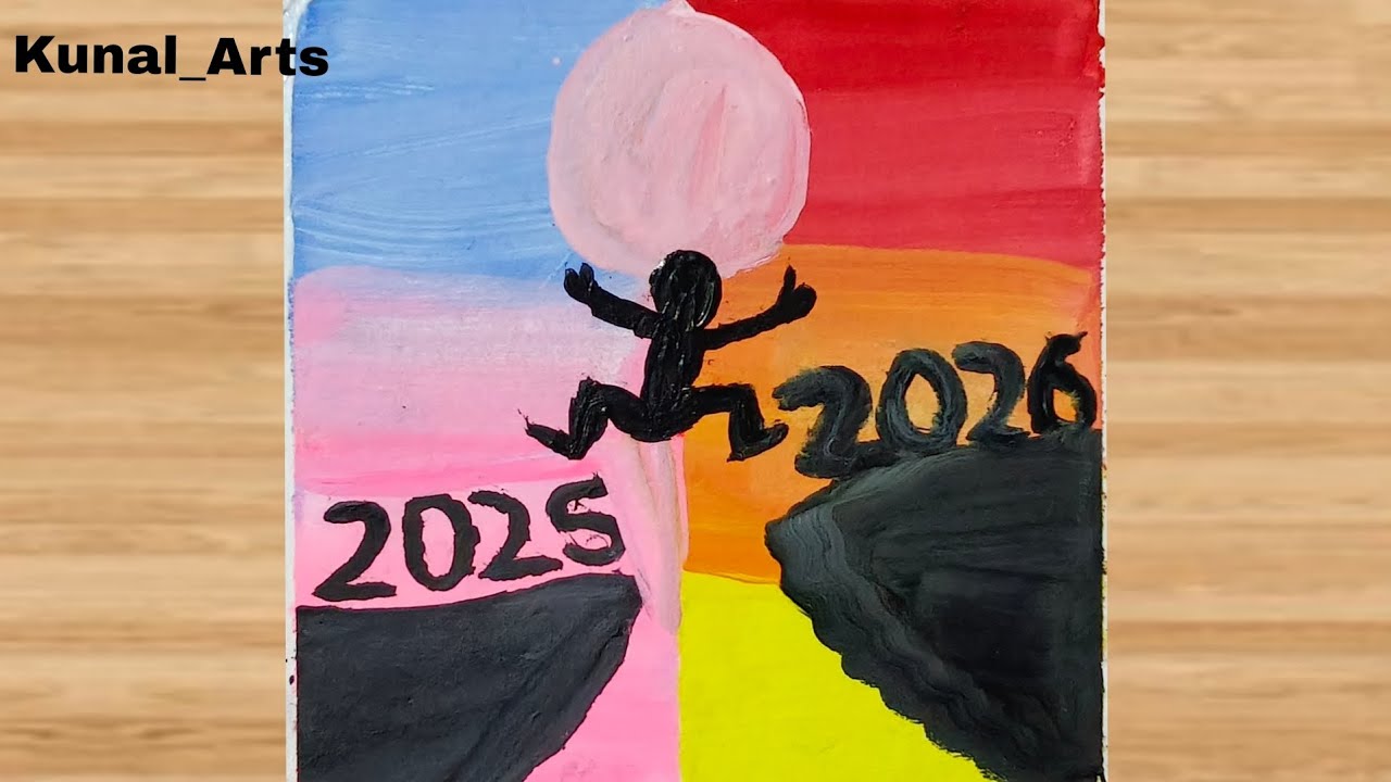 New year drawing 2026 easy watercolour drawing for beginners easy drawing 