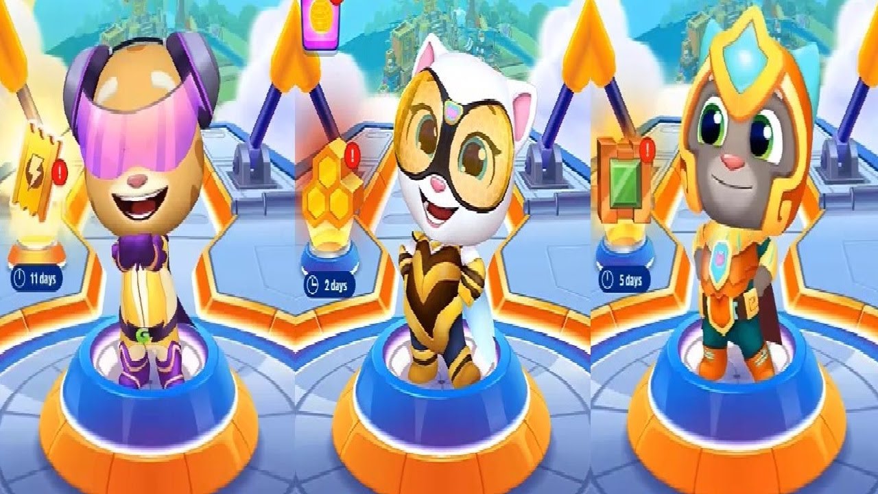 Talking Tom Hero Dash 2X Speed - GOLD FLASH TOM VS ROCKSTAR GINGER VS QUEEN BEE ANGELA IN THE JUNGLE