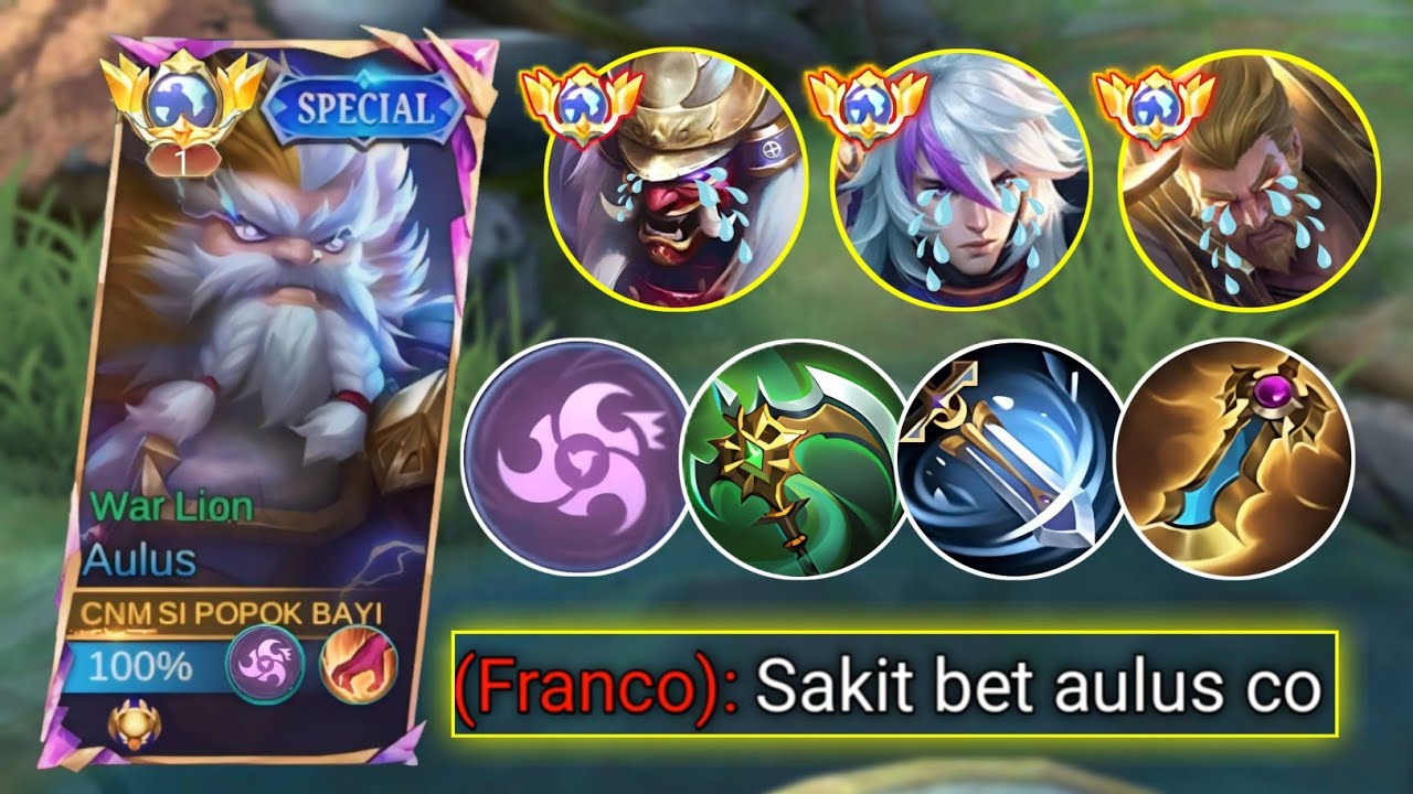 BUILD AULUS PEMBAWA WINSTREAK DI MODE RANK | BUILD TERSAKIT AULUS | MOBILE LEGENDS