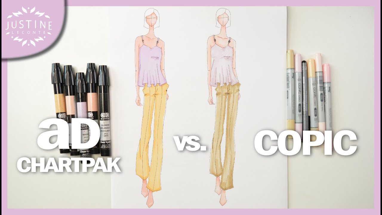 Как раскрашивать маркерами | COPIC против AD CHARTPAK | Модный рисунок | Джастин Леконт