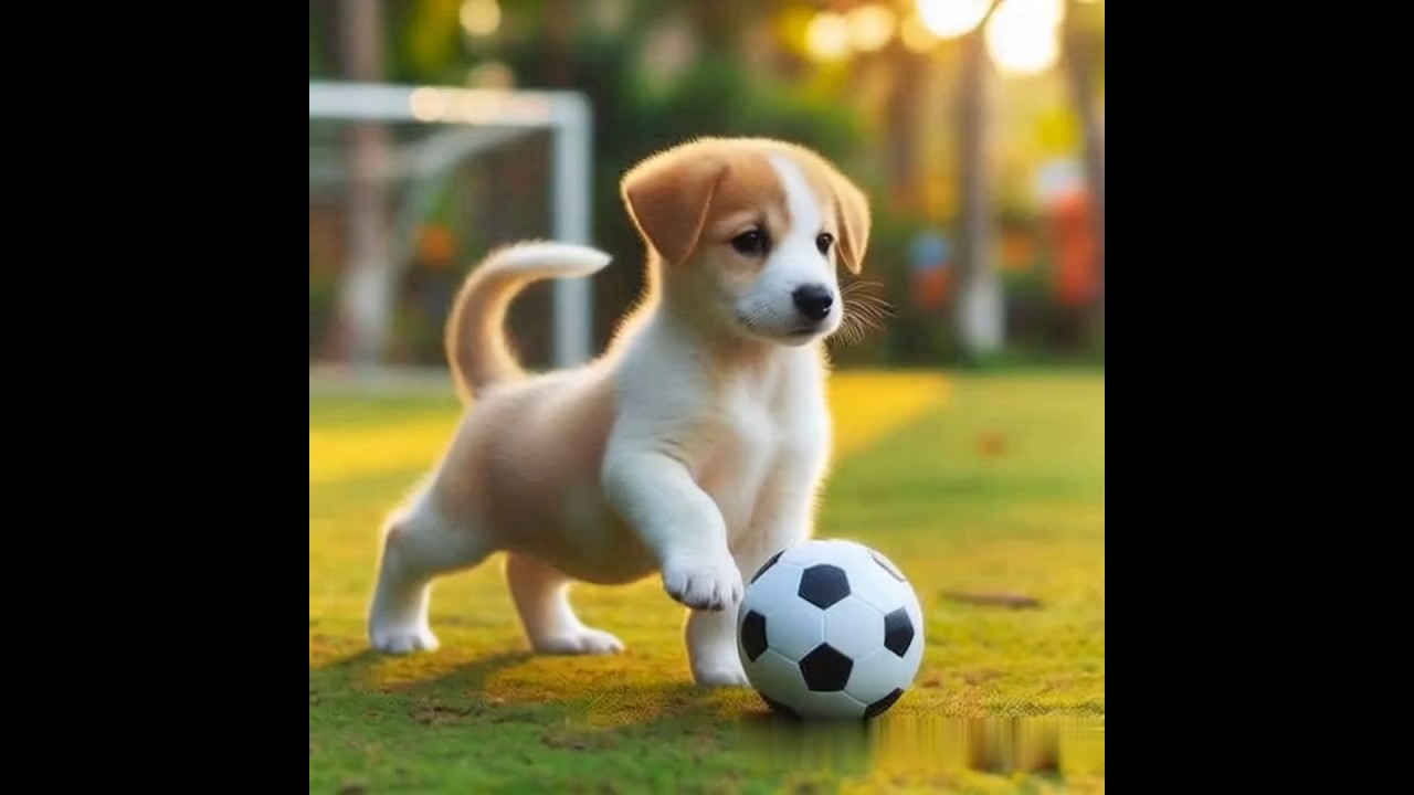 cute puppy playing football #puppy #cute #animals #dog #pets