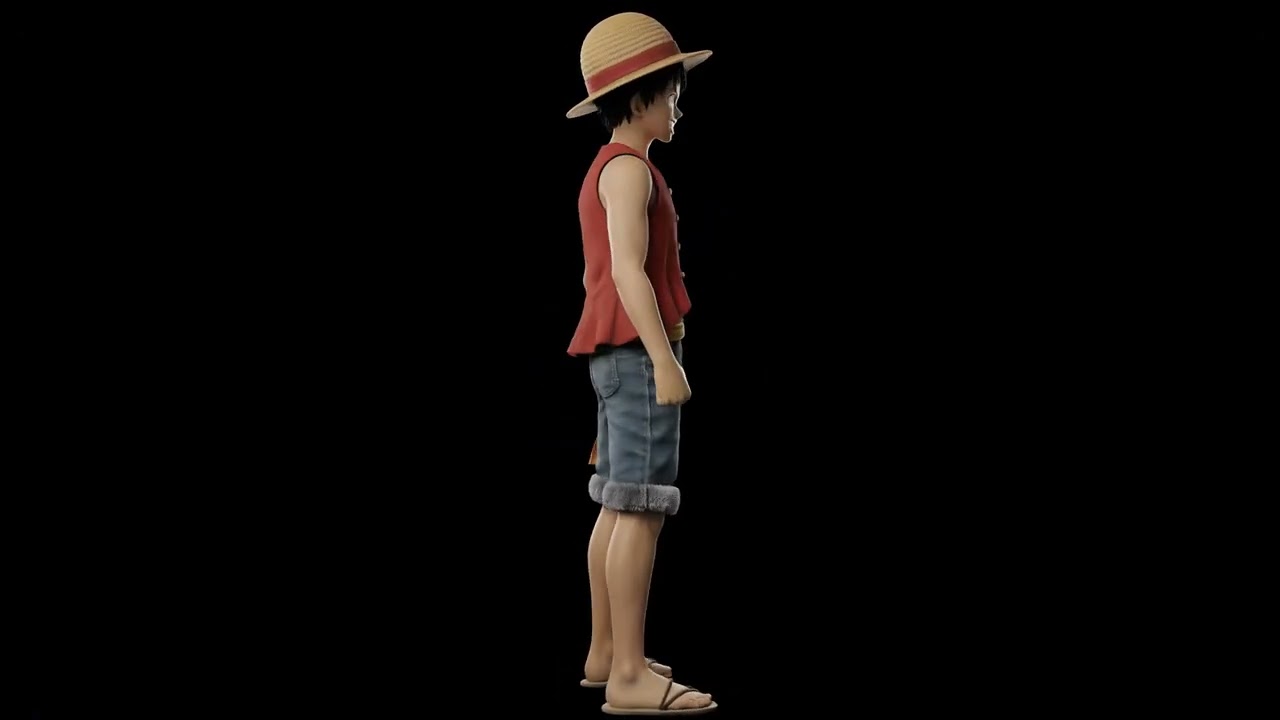 Monkey D. Luffy (One Piece) - 3D Turntable Loop | Hologram Ready (Black Screen) 4K