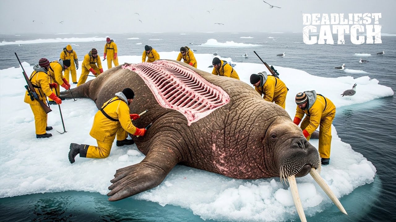Butchering a $15,000 Walrus on Arctic Ice - The Deadly Hunt That Feeds a Town | Fishing Documentary