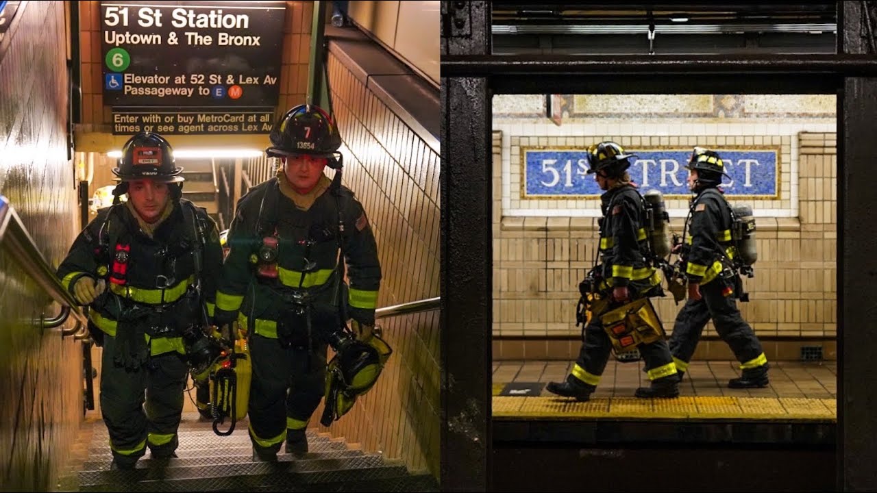 **NYC SUBWAY FIRE** FDNY Battles All-Hands Fire on the TRACKS under OCCUPIED TRAIN [ MAN Box 7401 ]