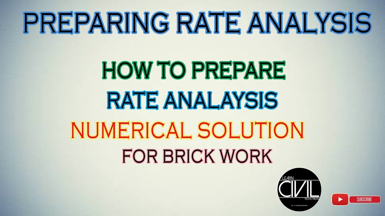 How to Prepare Rate Analysis for Brick Work | Numerical Solution | With Detailed | [HINDI]