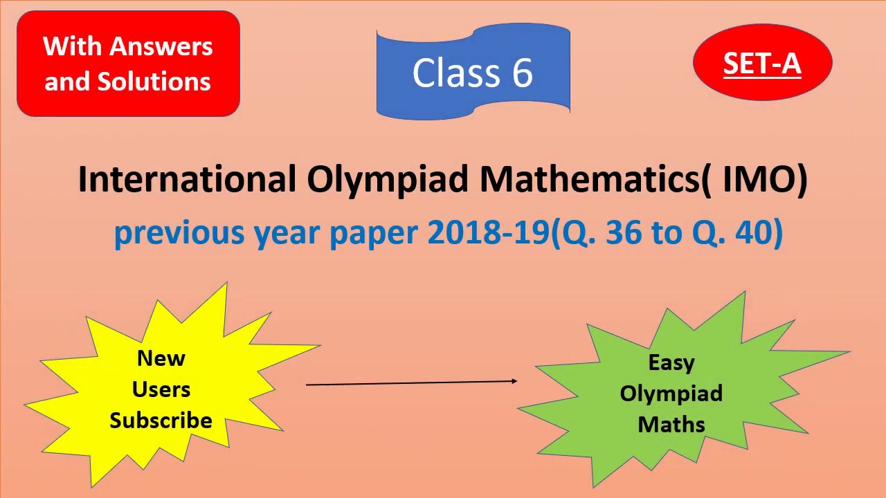 IMO class 6 previous year paper with Answers and Solutions