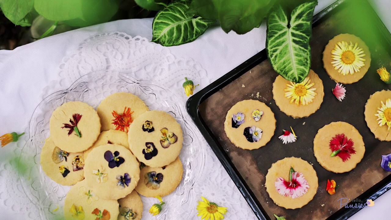 Easy Pressed Flower Shortbread Cookies and Butterfly Pea Lemonade