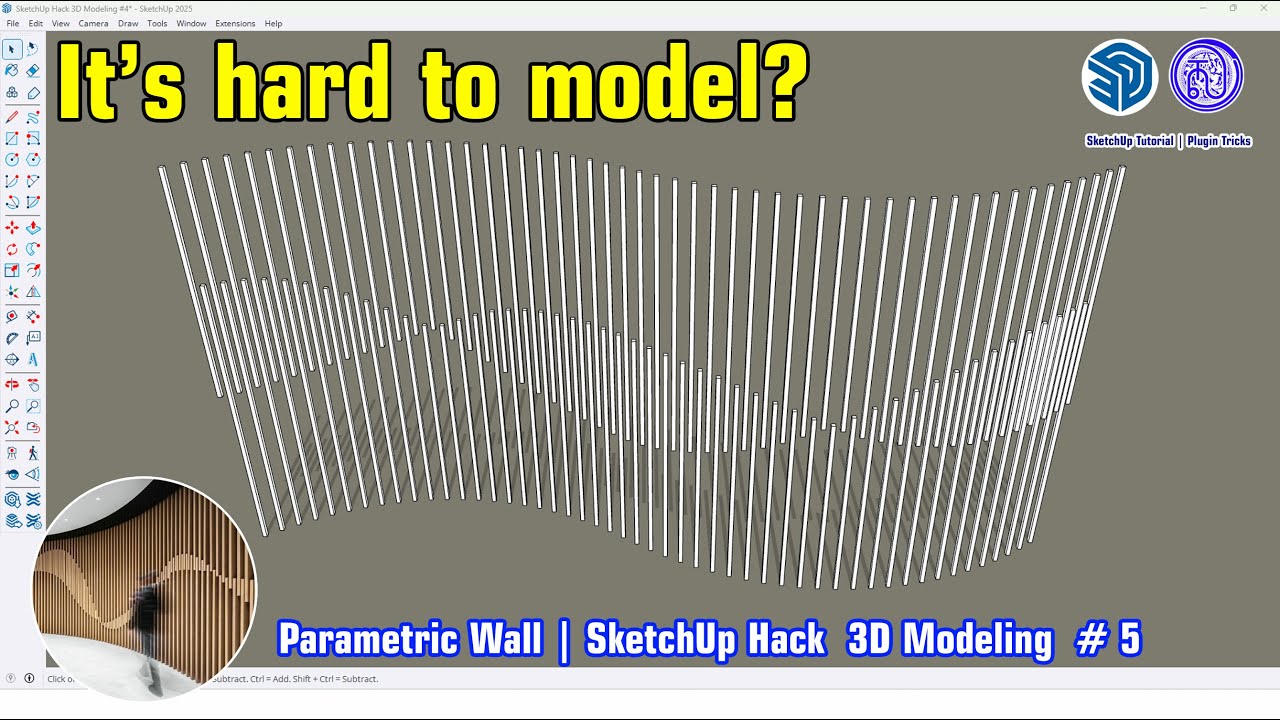 SketchUp Tricks to Model 3D Parametric Wall Like a Pro! | SketchUp Hack 3D Modeling # 4