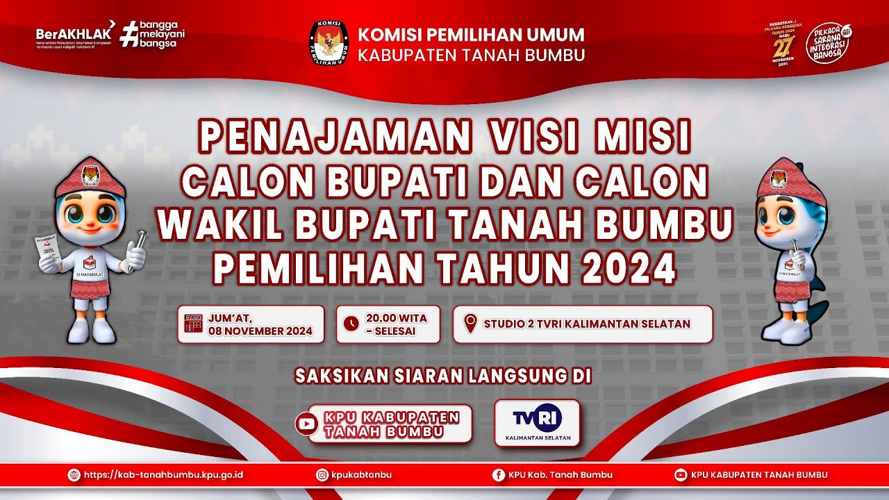 PENAJAMAN VISI MISI CALON BUPATI DAN CALON WAKIL BUPATI KABUPATEN TANAH BUMBU 2024