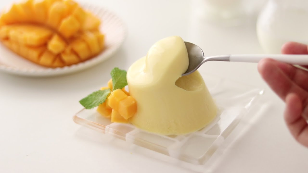 Пудинг с манговым соусом без яиц ｜ HidaMari Cooking