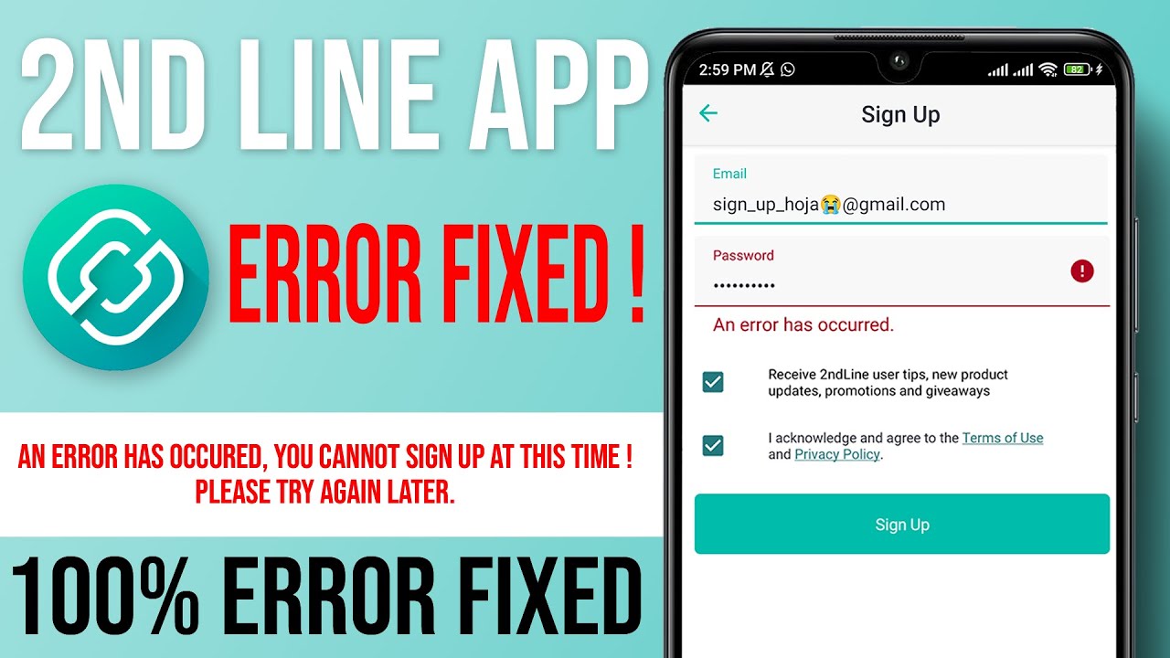 How to fix Sign Up Error in 2nd Line app Sign up Problem/Error 2022 | Create Unlimited Numbers FREE