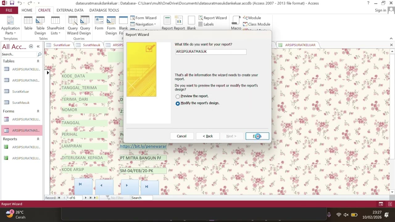 TUTORIAL ARSIP SURAT MASUK DAN KELUAR MICROSOFT ACSES