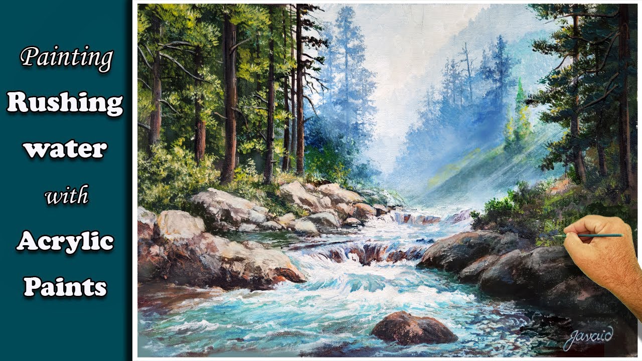 Painting Rushing Water with Acrylic Paints | An Acrylic Painting Tutorial
