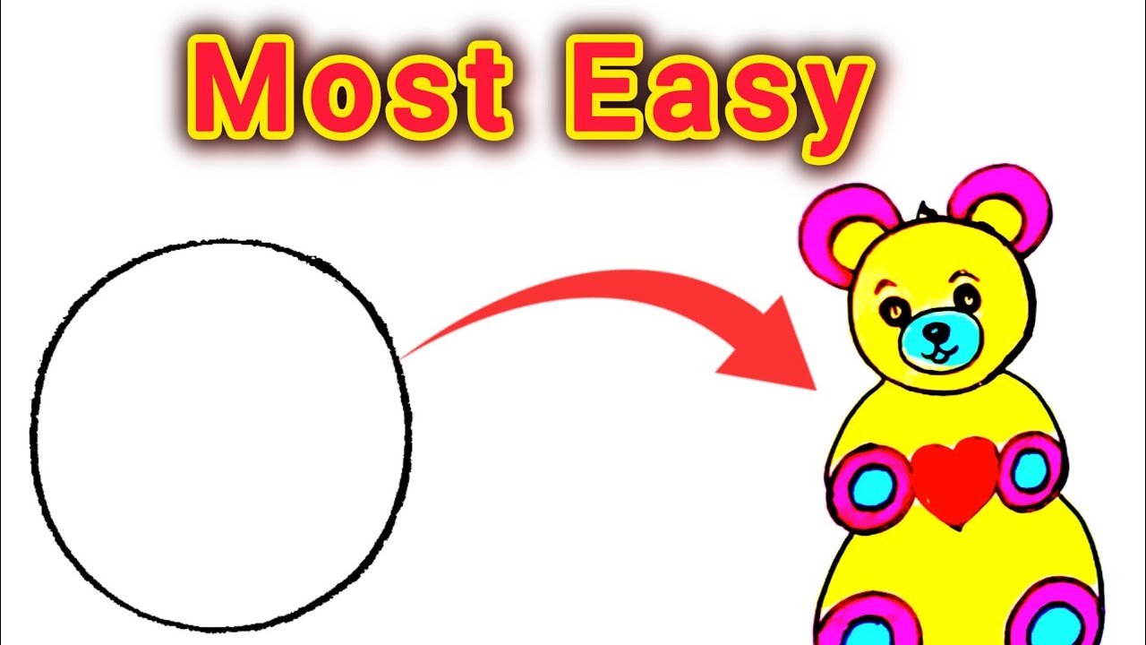 Easy Teddy Bear Drawing with Circles 🧸 | Step by Step Drawing for Beginners@PallaviBariha-h1t⁩ #art