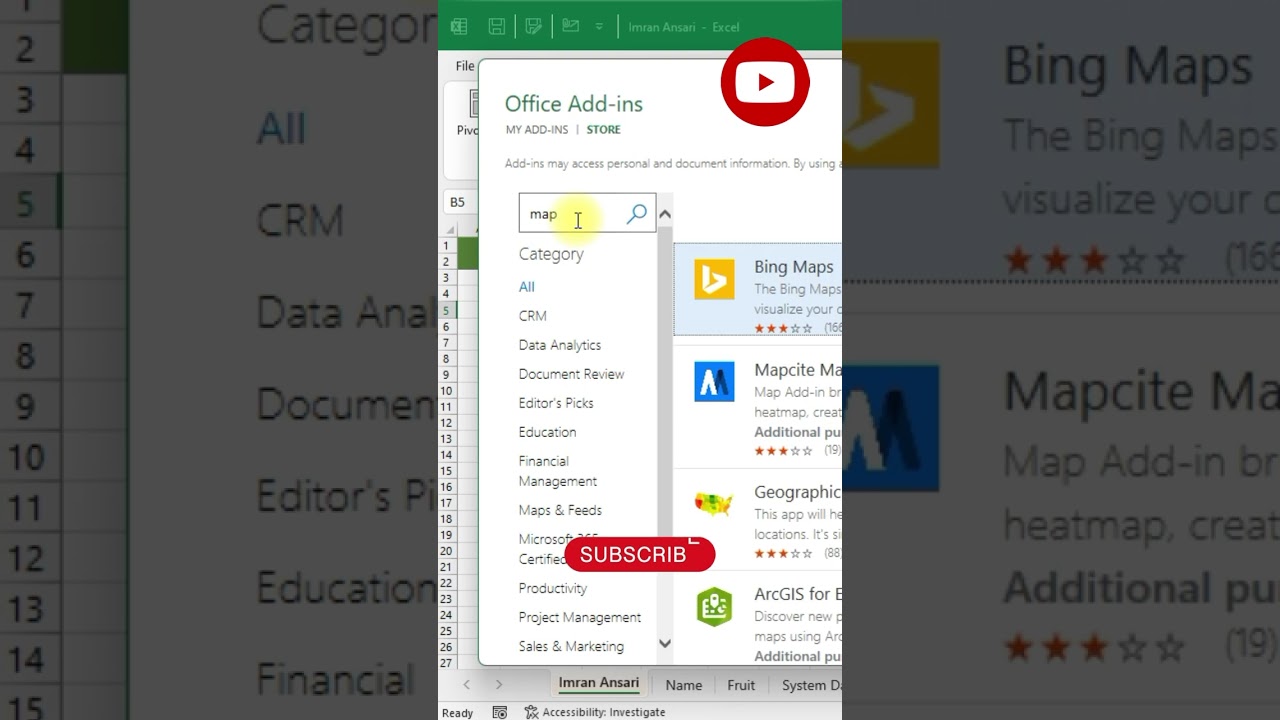 How to insert a map chart in Excel | Imran Ansari #shortsvideo #excel #microsoftoffice #mexcel