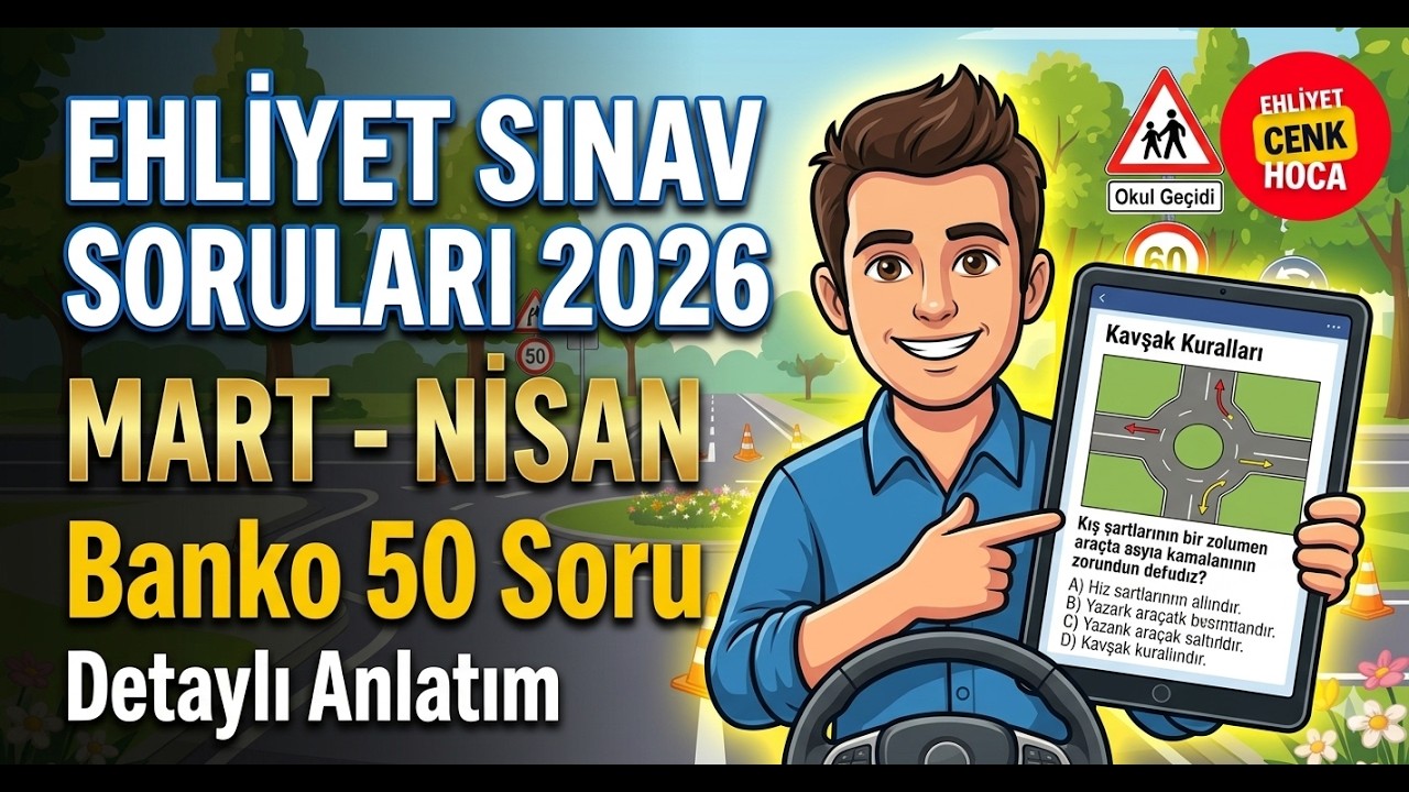 Ehliyet Sınav Soruları 2026 Mart - Nisan &Ccedil;ıkmış Sorular