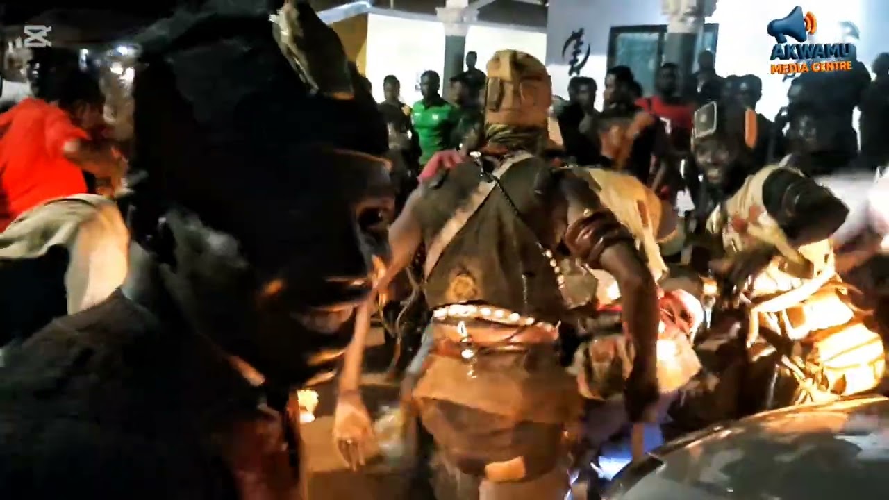 The Abrafo showing their dance moves after  their return from Dormaa Ahenfro 