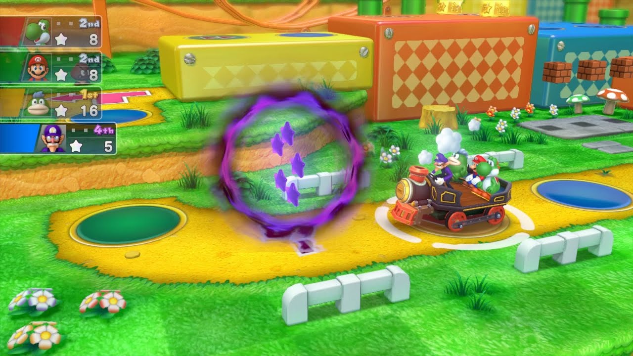 Mario Party 10 Mario Party #427 Waluigi vs Yoshi vs Mario vs Spike Mushroom Park Master Difficulty