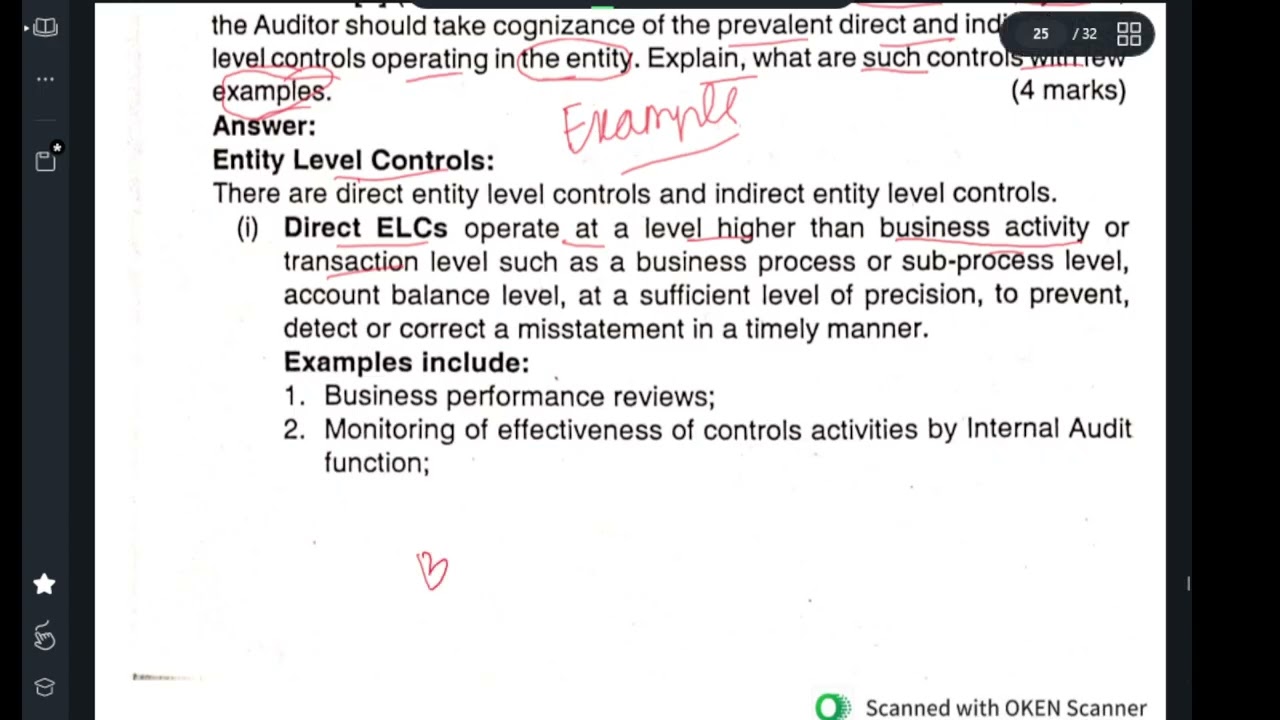 What is entity level control and it types