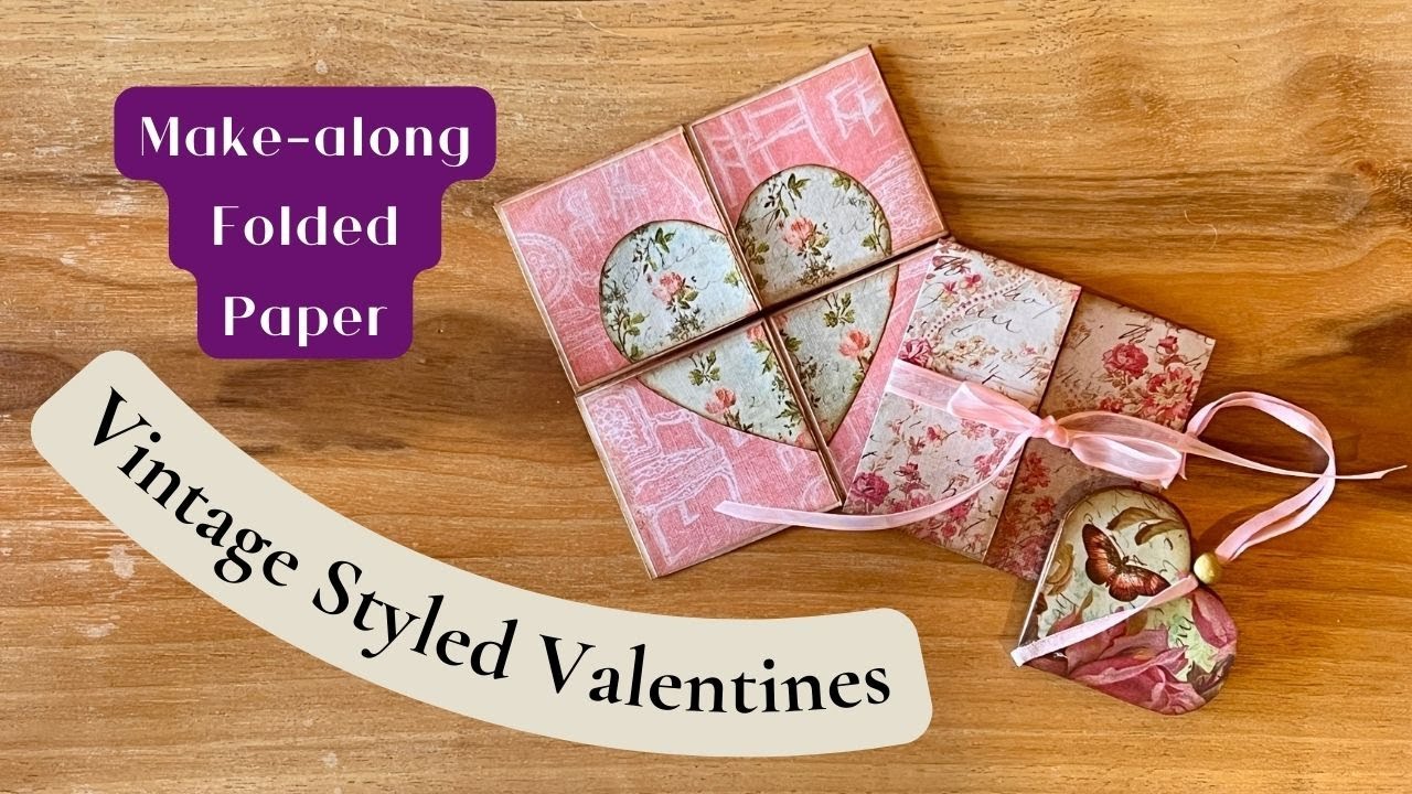 Vintage Style DIY Valentine's: Victorian Folded Heart Card - Infinity Card - Shuttered Triptych Card