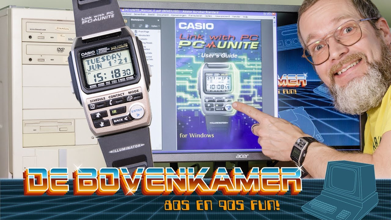 Casio BZX-20 PC Unite databank watch, serial connection to Pentium 4