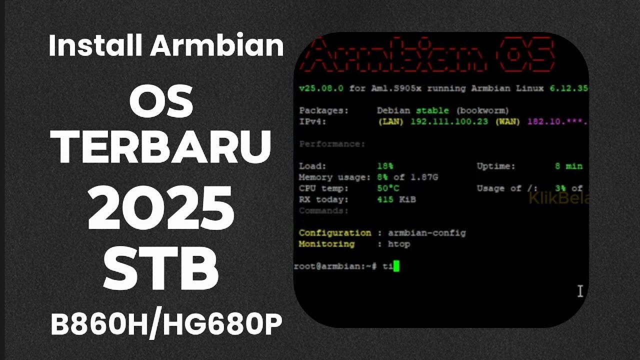 Instal Armbian Os terbaru 2025 di stb B860H n HG680P
