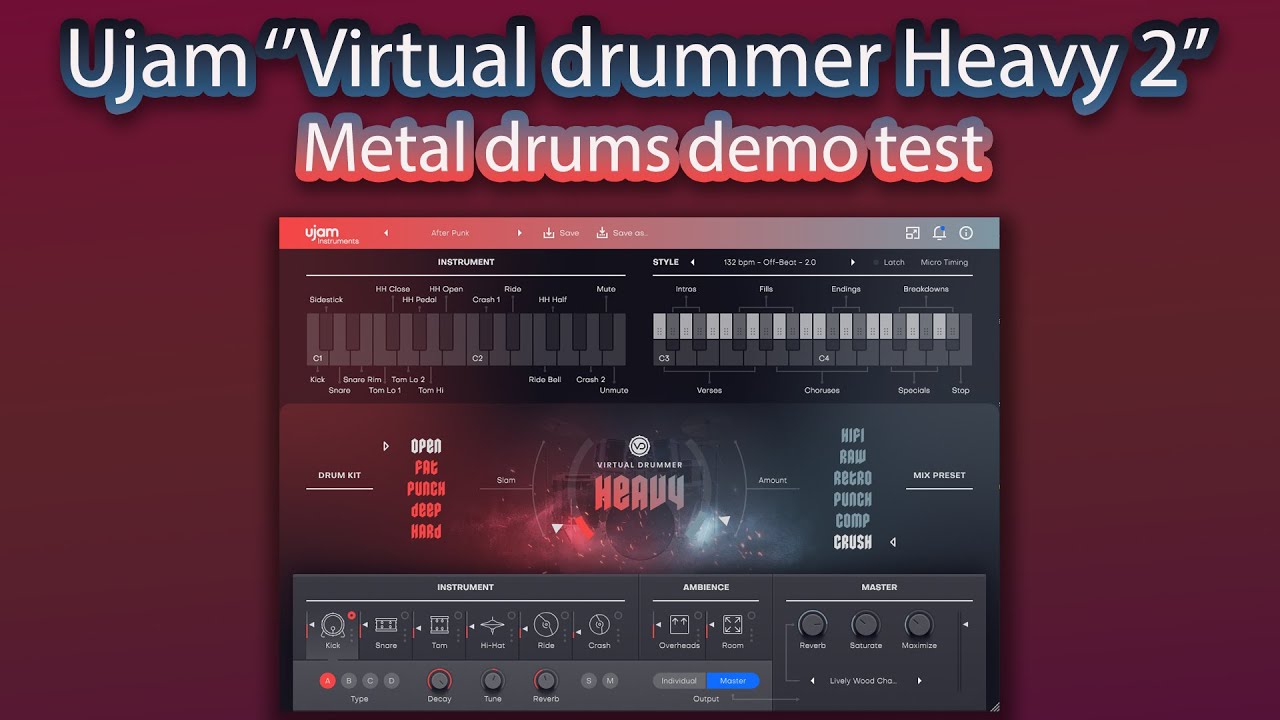 Ujam ''Virtual Drummer Heavy 2'' Metal drums demo test preset