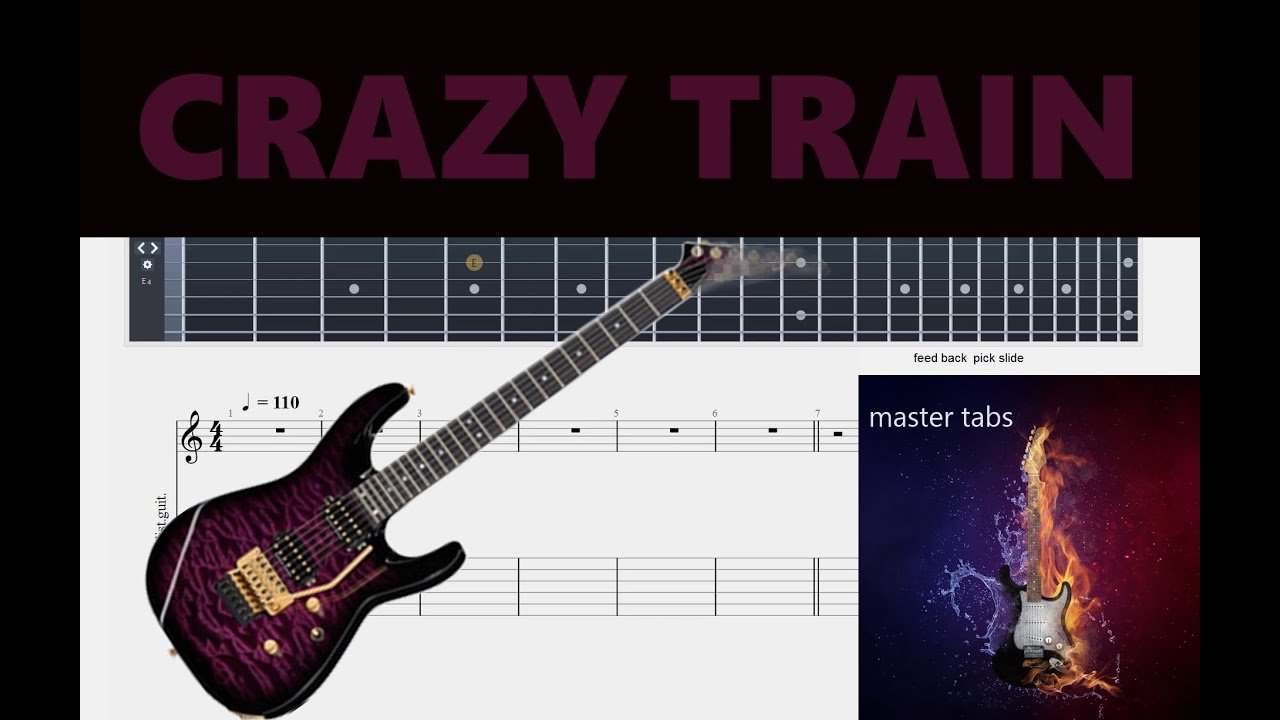 CRAZY TRAIN  |#ozzyosbourne  #| Guitar Tab | #Mastertabs#BestFreeYoutubeMusic#  #rock #pop #metal