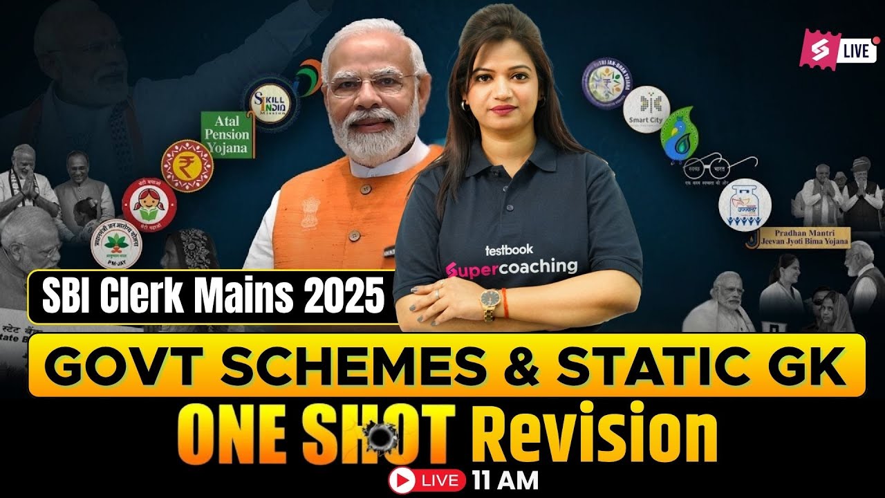 SBI Clerk Mains 2025 | SBI Clerk Mains GOVT SCHEMES & STATIC GK One Shot | By Priya ma'am