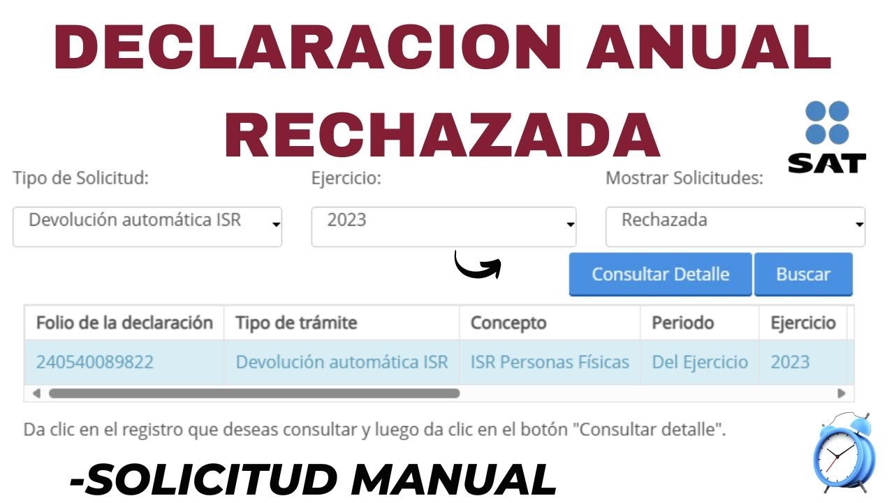 Declaración anual rechazada | Solicitud Manual
