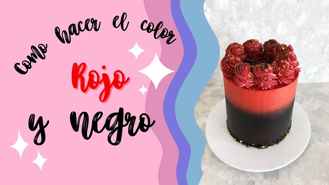 Como hacer el color rojo y negro en merengue suizo - fácil y sencillo❤