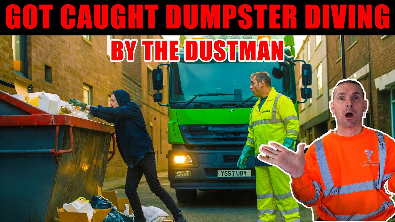😲I GOT CAUGHT BY THE DUSTMAN WHILST DUMPSTER DIVING😲