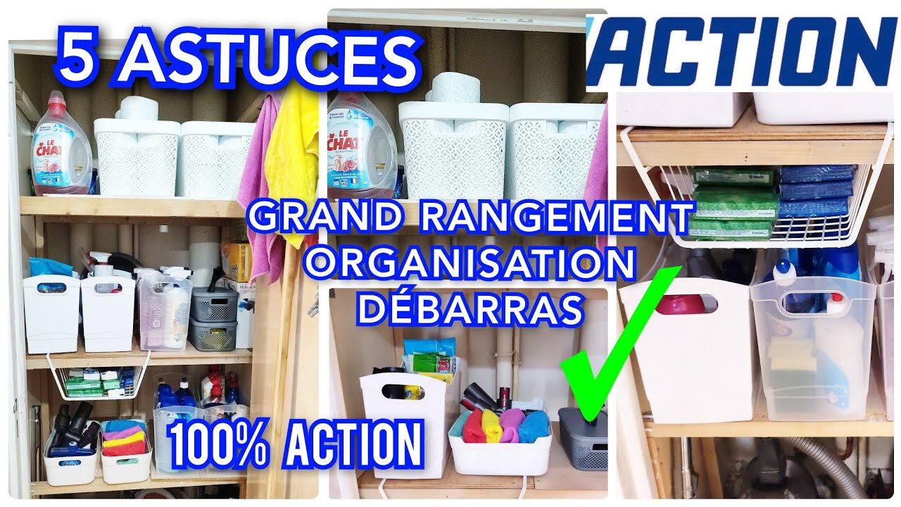 🔵 5 ASTUCES IDÉES RANGEMENT ORGANISATION 100 % ACTION 😱 DÉBARRAS ❌ #cleaning #astuces #action