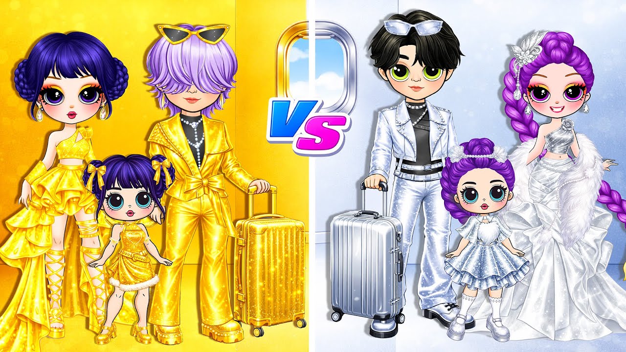 Huntrix & Saja Boys: Family Golden vs Family Silver AIRPLANE Fashion Battle| DIY Fashion Paper Dolls